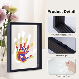 Kit de Huellas de Manos de Familia Personalizado, Marco de Madera para Recuerdos, Juego de Manualidades con Pinturas No Tóxicas y Láminas Transparentes para Decoración de Regalos - Product Image 5