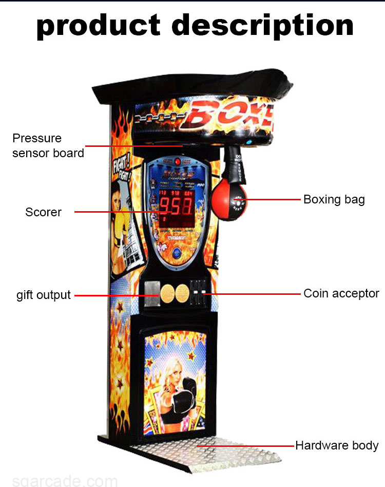 Electronic Amusement Operated Coin Kid Adult Stress Relief Kicking Game Machine Punch Arcade Boxing Game