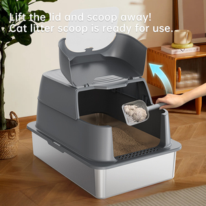 XXXL 65x45CM 120L Extra Large High Sided Stainless Steel Plastic Eco Friendly <strong>Square</strong> <strong>Cat</strong> Litter Box Fully Closed Easy Clean - Product Image 5