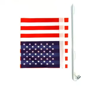 Amerika birleşik devletleri Mini ulusal bayrak Polyester süblimasyon baskı özel abd abd amerikan araba pencere bayrağı