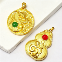 Pendentif Serpent et Gourde en Alliage de Zinc Plaqué Or 18K, Incrusté de Résine, Style Ethnique Chinois Vintage pour la Fabrication de Bijoux