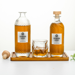 Alta calidad redondo transparente 375ml 500ml pedernal vacío vodka licor <span class=keywords><strong>Gin</strong></span> Ron Tequila licores botellas de vidrio con tapa en T - Product Image 2