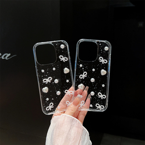 Custodia per <span class=keywords><strong>iPhone</strong></span> 16 in Stile Coreano <span class=keywords><strong>con</strong></span> Perle e Cuore Glitterato, Trasparente per <span class=keywords><strong>iPhone</strong></span> 15 Pro Max, 14, 13, 12, 11, Xsmax, 17 - Product Image 1