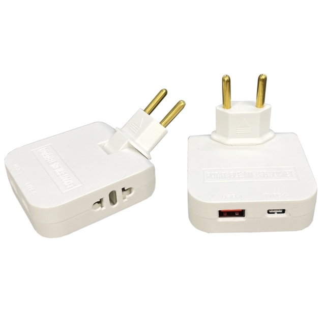 White EU Extension Power Adapter 4 in 1 Rotatable Socket Converter 180 Degree Mobile Phone Charging Socket With Usb and Type c