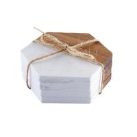 Sous-verre rond en bambou personnalisable, créatif, en marbre et bois, pour bar et maison