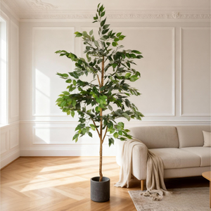 <b>Artificial</b> Ficus <b>Tree</b> 6FT Natural Trunk Black Pot Indoor Home Office Decor - Product Image 2