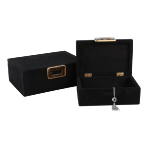 Scatole Decorative per Organizzazione con Coperchio, Set di Contenitori Moderni per Gioielli e Oggetti Preziosi, Finitura in Velluto Nero - Product Image 2