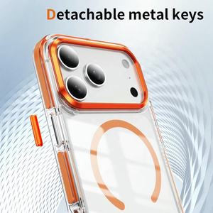 Funda Protectora para Teléfono con Carga Magnética, Resistente a Golpes, de Doble Color, No Amarillea, para iPhone 16 17 Air Pro Max Plus, <span class=keywords><strong>Naranja</strong></span> - Product Image 3