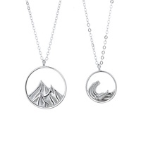 Collier à pendentif délicat en argent Sterling S925, ras du cou, pour Couple, montagne et mer, personnalisé, offre spéciale