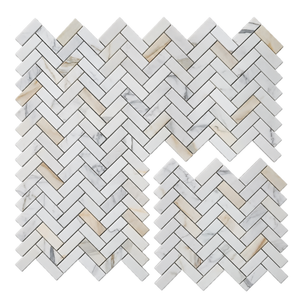 Mosaïque en marbre doré de Carrare à chevrons, mosaïque en pierre naturelle pour salle de bain, douche, mur, sol, crédence de cuisine, villa - Product Image 1