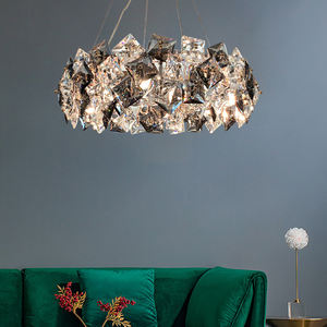 Lustre en cristal moderne simple pour la décoration de salon Tendance Gris fumée avec lampe de taille moyenne - Product Image 4