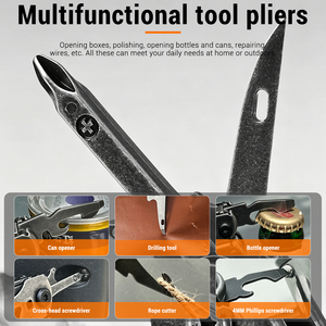 Pinze Multiuso 24 in 1 in Acciaio 5CR15, Strumento Pieghevole EDC per Campeggio e Sopravvivenza, con Coltello, Cacciaviti, Sega, Forbici e Clip da Tasca - Product Image 6