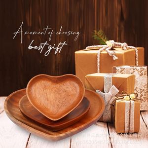 Wooden Heart Shaped Fruit Platter <b>Tea</b> <b>Tray</b> Bamboo Serving Dish Hotel Snack Plate Handmade For Food Contact - Product Image 1