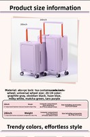 Valise cabine 20 pouces à ouverture frontale avec poignée large, serrure à combinaison TSA, roulettes multidirectionnelles, port USB et fonction extensible
