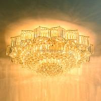 Lampes de plafond en cristal de luxe JYLIGHTING, style moderne simple, lumières LED jaunes dorées, lustres circulaires pour salon, lampes suspendues