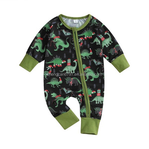 Pagliaccetto da bambino di alta qualità estivo per bambine tute con stampa a dinosauri a manica lunga per bambini <span class=keywords><strong>pigiama</strong></span> natale in bambù - Product Image 2