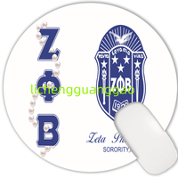 Tapis de souris circulaire personnalisé avec motif de sororité ZPB Zeta Phi Beta, base en caoutchouc antidérapante, tapis de souris pour ordinateur