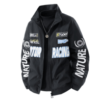 Blouson bomber de sport et de course avec fermeture éclair de qualité supérieure / broderie sur les manches / poignets boutonnés
