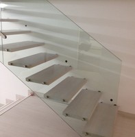 Escaliers intérieurs en chêne blanc et verre Escaliers intérieurs décoratifs en bois massif pour maison moderne Escalier flottant