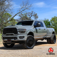 Rines SJ Forjados a Medida para Camionetas Dually, Cromado Pulido Negro, 22x8.25 24x8.25 26x8.25 28x8.25, Diseño Cóncavo Profundo para Ford y Toyota