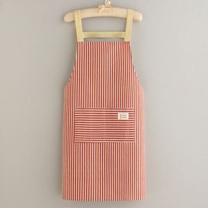 Tablier de cuisine élégant à rayures en coton et lin, lavable et résistant aux taches, pour la cuisine domestique et professionnelle, vente en gros, personnalisable avec logo - Product Image 2