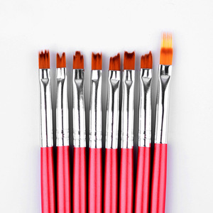 8 Pcs Nail Art Brush <b>Set</b> Wooden Handle Petal Pattern Irregular Hair Tip Nylon <b>Crimped</b> Ferrule Manicure Salon Nail Pen Kit - Product Image 2