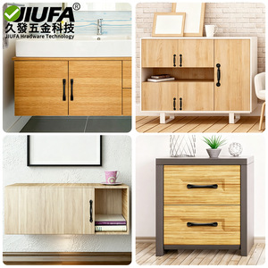 JIUFA Cabinet Drawer <b>Handles</b> <b>Black</b> Aluminum Alloy Modern Minimalist European Style Single Hole Hardware for <b>Wardrobe</b> Door - Product Image 1