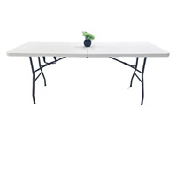 Table et chaises pliantes en plastique 6 pieds/8 pieds, table pliante robuste en HDPE, capacité de charge de 80 kg, pour le team building et les expositions