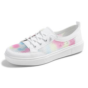 <span class=keywords><strong>Zapatillas</strong></span> Deportivas Casuales Blancas para <span class=keywords><strong>Mujer</strong></span>, Panel de Malla Colorido, Diseño con Cordones, Tallas Grandes Disponibles, Zapatos Diarios Transpirables y Elegantes para <span class=keywords><strong>Mujer</strong></span> - Product Image 5