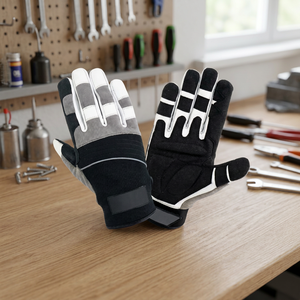 Gants de travail antidérapants en PU JNA GROUP, noir et gris, bouts des doigts texturés, poignet élastique, usage général, sécurité, 4 mil, 10 pouces - Product Image 4