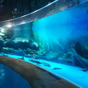 Proyek Akuarium Akrilik Oceanarium Kustom Unik Mewah Bening, Tangki Ikan Akuarium Jernih Paling Populer @