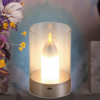 Bougie LED sans flamme avec capteur de mouvement manuel, gradation progressive, rechargeable, sans fil, veilleuse pour la décoration de chevet