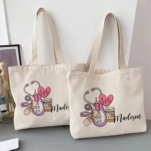 Sac à bandoulière en toile personnalisé pour stéthoscope, motif cœur, pour femme, idéal pour le voyage, avec nom personnalisé, pour médecin - Product Image 3