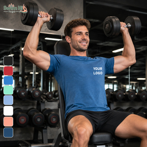 Vêtements de sport professionnels pour hommes, hauts de sport à séchage rapide, vêtements de sport de couleur unie, t-shirts de course et de fitness, OEM ODM personnalisés - Product Image 2