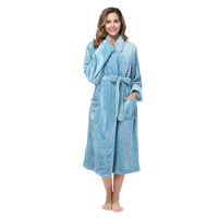 Vente en gros Peignoir de luxe long et chaud en flanelle pour amoureux de l'hiver avec col Peignoirs de bain épais en polaire pour femmes