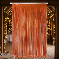 Rideau à franges personnalisé en feuille métallisée orange mat pour mariage, événement, scène, chambre, porte, mur