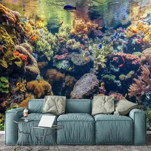 Koraal Aquarium Muurschildering Tropische Vissen Zeezicht Kamer Behang