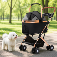 Poussette pliable pour animaux de compagnie (chiens et chats) OEM, chariot à 4 roues avec laisse de sécurité et maille respirante pour animaux de compagnie de grande, moyenne et petite taille
