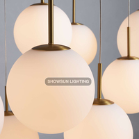 Luminaire suspendu moderne et créatif en forme de boule de verre ronde, pour cuisine, restaurant, avec douille E12