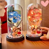 Rose éternelle charmante en gros, faite à la main, avec fleur découpée au laser sous cloche en verre, cadeau pour la Saint-Valentin, Noël, Qixi pour femme et petite amie