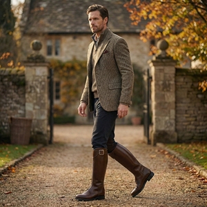 Botas de Montar Personalizadas para Hombre, Altas hasta la Rodilla, Color Marrón Oscuro, Cuero Genuino Pulido, Antideslizantes, Estilo Vintage de Caballero, Hechas a Medida en Fábrica - Product Image 3