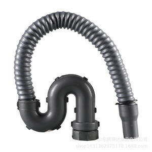 S Bend Drain Pipe For <b>Kitchen</b> Sink Single Bowl <b>Plastic</b> Odor Proof Insect Proof Vegetable Tray Curved Down Minimalist Design - Product Image 3