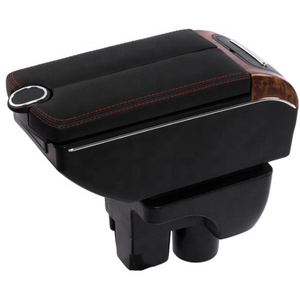Boîte d'accoudoir à double ouverture en cuir PU noir <span class=keywords><strong>pour</strong></span> Chevrolet Sail - Product Image 1