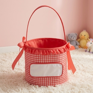 Personalisierte Oster-Gingham-Taschen mit individuellem Namen, modernem Stil, Digitaldruck und Kürbis-Stickerei für Süßes oder Saures - Product Image 5
