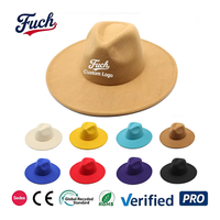 Chapeaux en feutre à large bord en mélange de laine douce, brodés sur mesure, certifiés Sedex, pour les fêtes de marque et les tenues décontractées