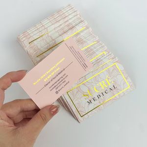 นามบัตรพิมพ์โลโก้ฟอยล์ทองแบบกำหนดเอง ขนาด 5x9 ซม. กระดาษเคลือบ 700 กรัม กระดาษแบรนด์ การ์ดอวยพร การ์ดขอบคุณสำหรับเครื่องสำอาง - Product Image 5