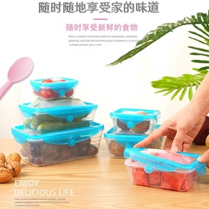 Wholesale 6 Pack Portable Fruit <b>Storage</b> <b>Box</b> Set Large Transparent Plastic Refrigerator Food Container with Silicone Lid Cover PP - Product Image 4