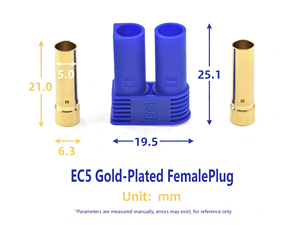 موصل طاقة ذهبي مطلي من النحاس النقي BGEER EC5 5 مم ذكر/أنثى لأنظمة الطاقة في الطائرات بدون طيار وأنظمة الطاقة في الطائرات التحكم عن بعد - Product Image 3