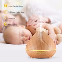 Diffuseur d'huiles essentielles à ultrasons 400 ml en plastique imitation bois, humidificateur d'arômes électrique à brume froide, vente en gros Shenzhen