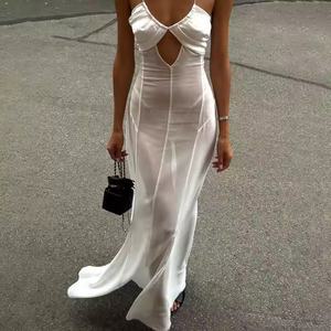 Nouvelle arrivée, prix bas, robe en satin de haute qualité, robe de soirée sexy sans manches, dos nu, maxi, haut de gamme pour femmes - Product Image 1